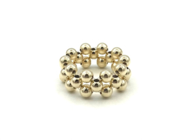 Stretch ring Zehra IV met dubbele lagen real gold plated balletjes