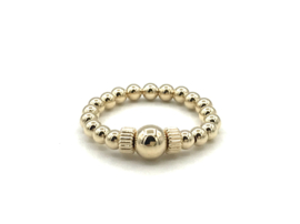 Stretch ring Jaelynn met real gold plated geribbelde wieltjes en balletjes