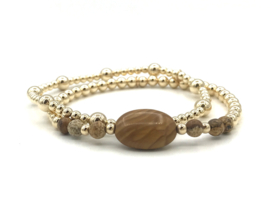 Armband Aaliyah met jasper edelsteen en real gold plated balletjes