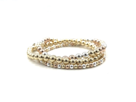 Armband Angela met 925 Sterling zilveren, real gold plated en rosé real gold plated balletjes