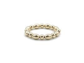 Stretch ring Jessica met ronde en ovale real gold plated balletjes