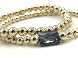 Armband Silver Night met Swarovski crystal en real gold plated balletjes