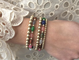 Armband Mandy met real gold plated balletjes en ovale edelstenen