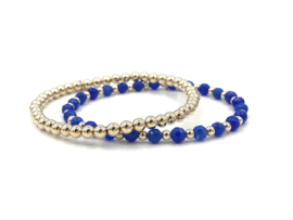 Armband Caren met blauwe Lapis Lazuli edelsteen en real gold plated balletjes