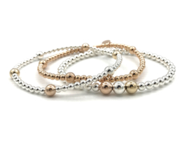 Armband Kiki met Sterling zilveren, real gold plated- en rosé real gold plated  balletjes