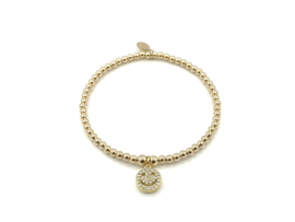 Armband Smiley met real gold plated balletjes en smiley bedel