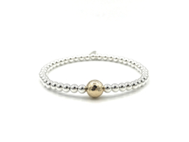 Armband Juul met Sterling zilveren balletjes en gehamerde real gold plated bal