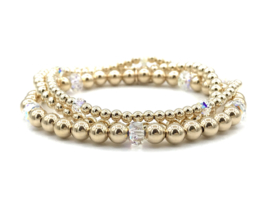 Armband Nisa met real gold plated balletjes en Swarovski crystal