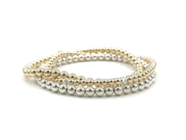 Armband Lara  met real gold plated balletjes en diamant geslepen zilveren balletjes