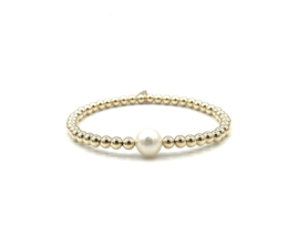 Armband Noelle met real gold plated balletjes en zoetwaterparel