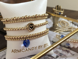 Armband Love big met real gold plated balletjes en hartjes munt