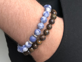 Heren armband Jack met matte edelsteen en Sterling zilveren Bali spacers