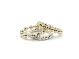 Stretch basis ring Noémi big met real gold plated balletjes
