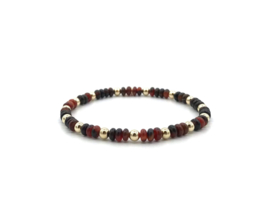 Armband Kaatje met real gold plated bolletjes en wieltjes van carneool edelsteen