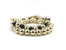 Armband Anissa met real gold plated balletjes en zwarte onyx edelsteen