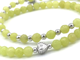 Armband Daphne met gele jade edelsteen en 925 Sterling zilveren balletjes