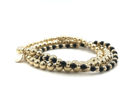 Armband Phileine met zwarte onyx edelsteen en real gold plated balletjes