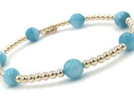 Armband Noor met real gold plated balletjes en turquoise jade edelsteen