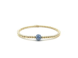 Armband Sylvia blue met real gold plated balletjes en Swarovski crystal
