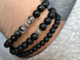 Heren armband Boaz met onyx edelsteen en Sterling zilveren Bali spacer