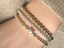 Armband Defne met real gold plated balletjes en zilveren hartje