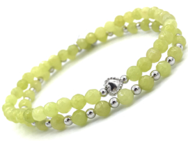 Armband Daphne met gele jade edelsteen en 925 Sterling zilveren balletjes