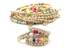 Armband Aylin met gekleurde schijfjes en real gold plated balletjes