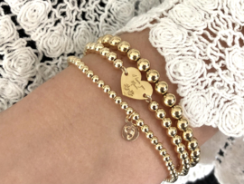 Armband Love mum met hartje en real gold plated balletjes