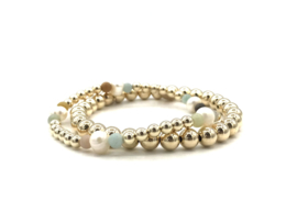 Armband Jara met amazoniet en real gold plated balletjes