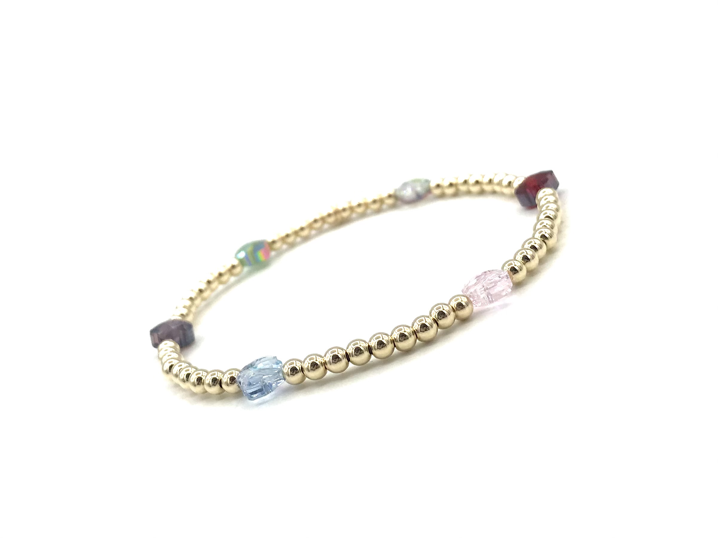 Armband Klaver 6 met real gold plated balletjes en gekleurde klavertjes
