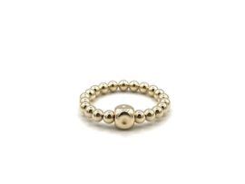 Stretch ring Cube met real gold plated balletjes