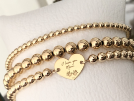 Armband Love mum met hartje en real gold plated balletjes