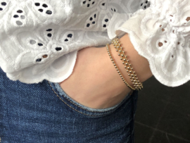 Armband Zehra met dubbele lagen real gold plated balletjes