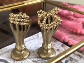 Stretch ring Bow met strikje van real gold plated bolletjes