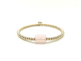 Armband Pinky met real gold plated balletjes en roze opalite edelsteen