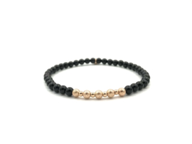 Armband Elize met rosé real gold plated balletjes en onyx edelsteen