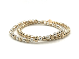 Armband Nila met Sterling zilveren ronde- en facet real gold plated balletjes