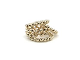 Stretch ring Zehra met dubbele lagen real gold plated balletjes