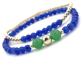 Armband Lana met facet geslepen lapis lazuli en groene jade edelsteen