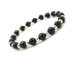 Armband Maxime met zwarte onyx edelsteen en real gold plated balletjes