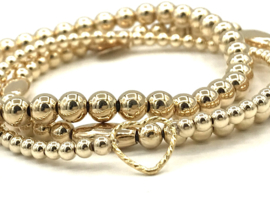 Armband Olivia met real gold plated balletjes en hartje