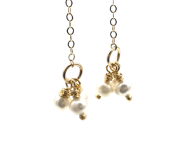 Real gold plated oorbellen met witte zoetwaterpareltjes