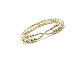 Armband Aisha big met real gold plated balletjes en cross tube spacer