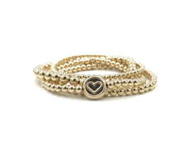 Armband Love big met real gold plated balletjes en hartjes munt