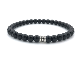 Heren armband Daan met zwarte onyx edelsteen en Sterling zilveren Bali spacer