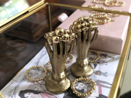 Stretch ring Nana met platte real gold plated balletjes