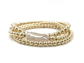 Armband Risa met biwa parel en real gold plated balletjes