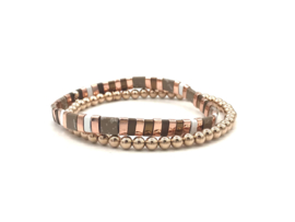 Armband Tila sparkle met rosé gold plated balletjes en edelsteen