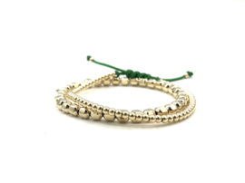 Armband Jane green met real gold plated balletjes op satijnkoord