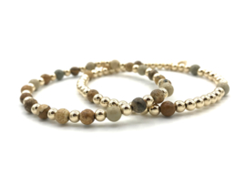 Armband Inaya met real gold plated balletjes en jasper edelsteen